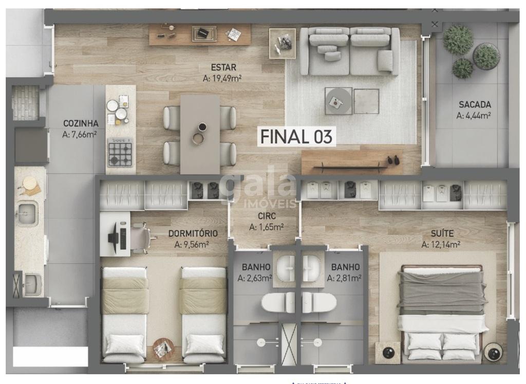 Planta 04 - 2 dorm 72,47m