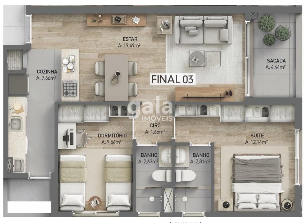 Planta 04 - 2 dorm 72,47m