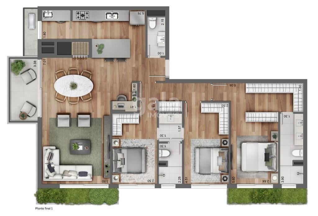 Planta 07 - 3 dorm 131 24m