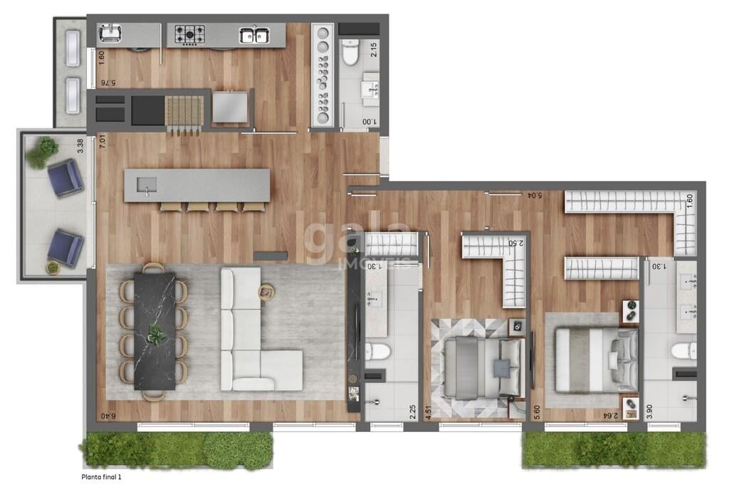 Planta 08 - 2 dorm 131 24m - opo