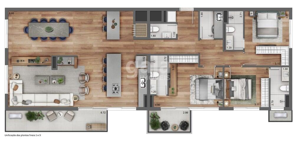 Planta 09 - 3 dorm 156 64m