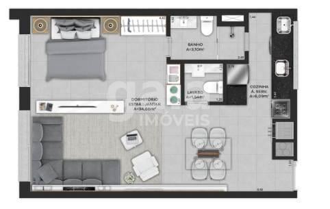 Planta 01 - 1 dorm 53m - studio