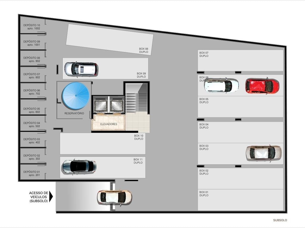 Implantao - pavimento subsolo - garagem