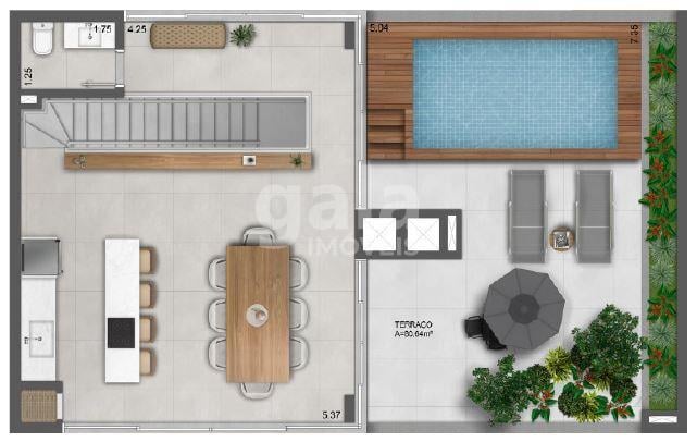 Planta 17 - 2 dorm 172 44m - cobertura duplex superior