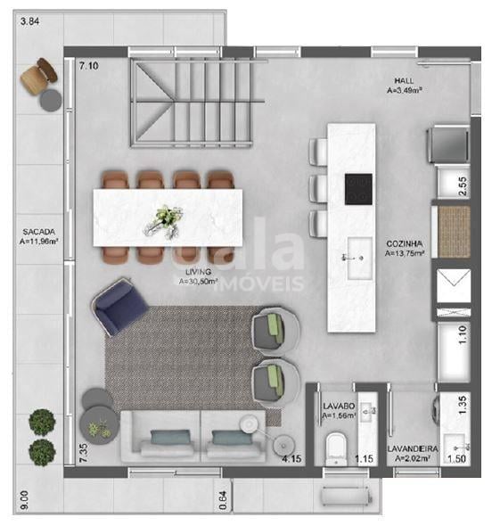 Planta 13 - 2 dorm 121 78m - duplex inferior