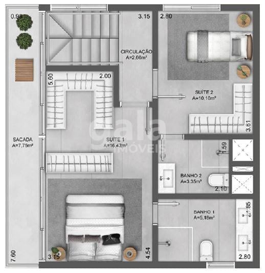 Planta 14 - 2 dorm 121 78m - duplex superior