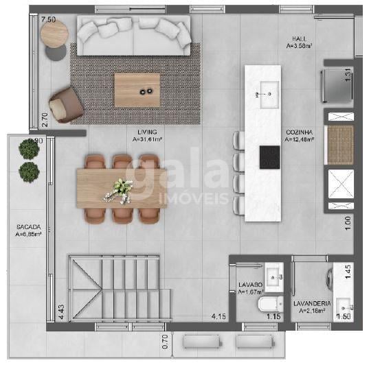 Planta 11 - 2 dorm 109 54m - duplex inferior