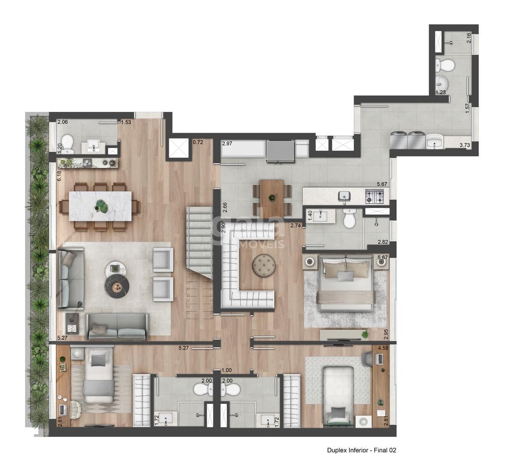 Planta 12 - 3 dorm 272m - duplex inferior