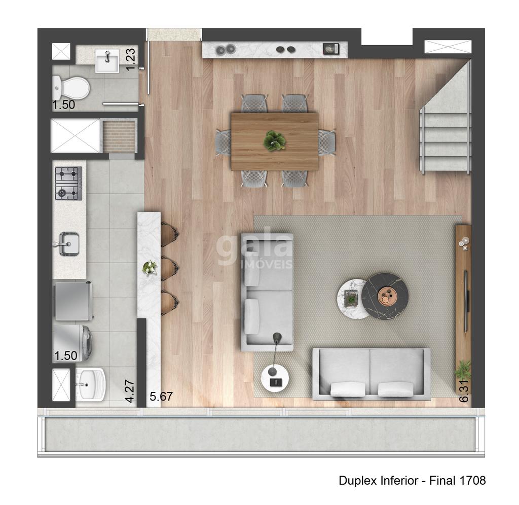 Planta 06 - 2 dorm 111m - duplex inferior