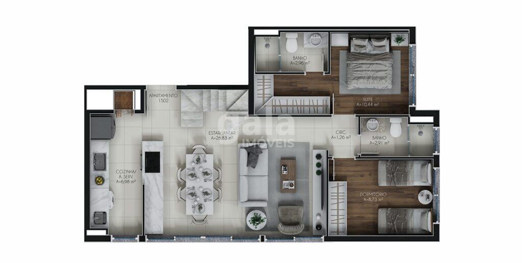 Planta 05 - 2 dorm 60,11m