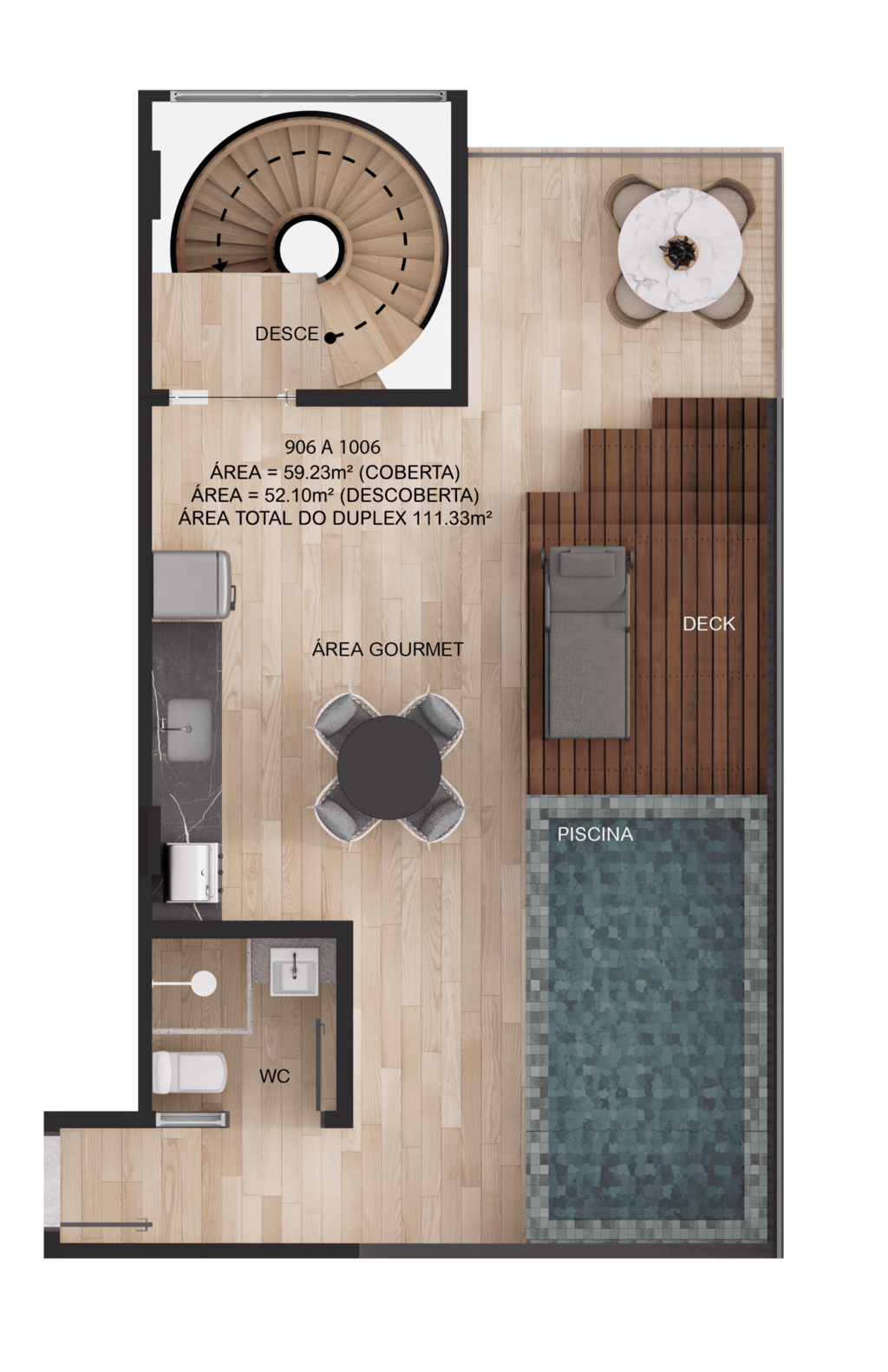 Planta 23 - 2 dorm 111,33m - duplex - superior