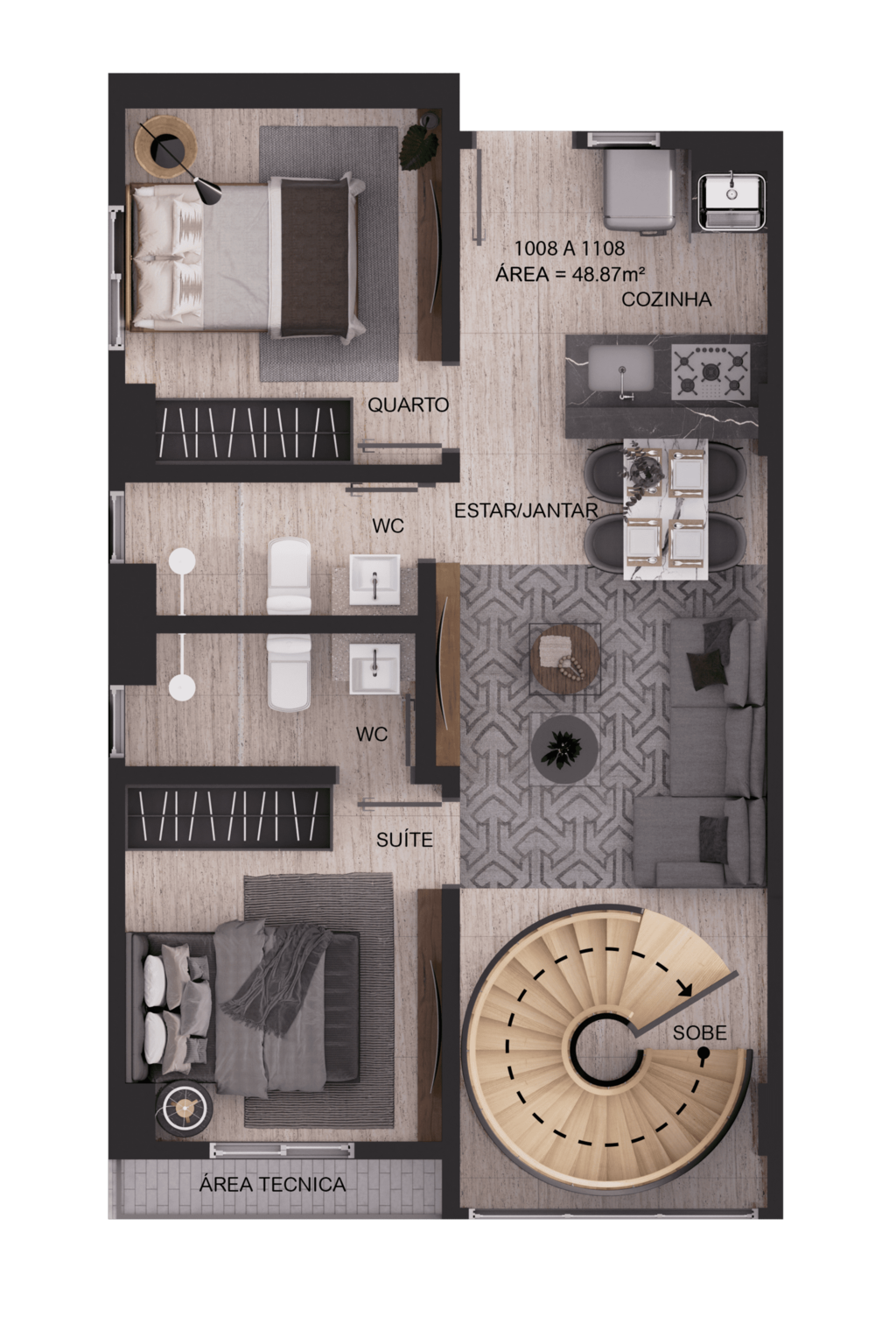 Planta 18 - 2 dorm 103,08m - duplex - inferior