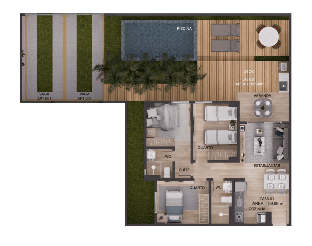 Planta 26 - 3 dorm 150,19m - garden