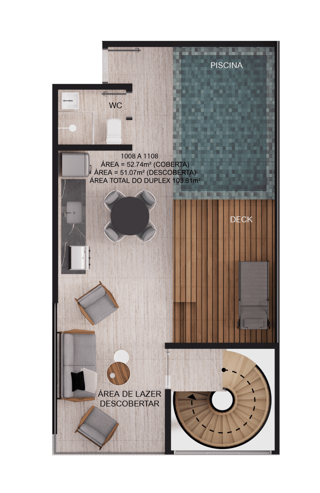 Planta 19 - 2 dorm 103,08m - duplex - superior