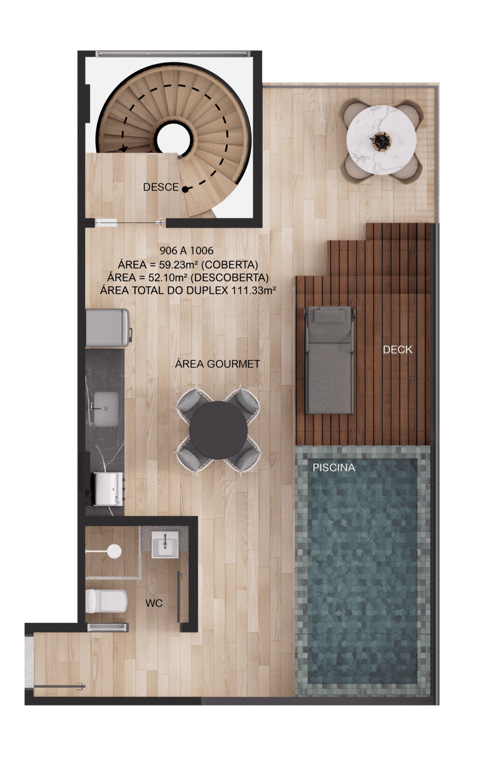 Planta 23 - 2 dorm 111,33m - duplex - superior