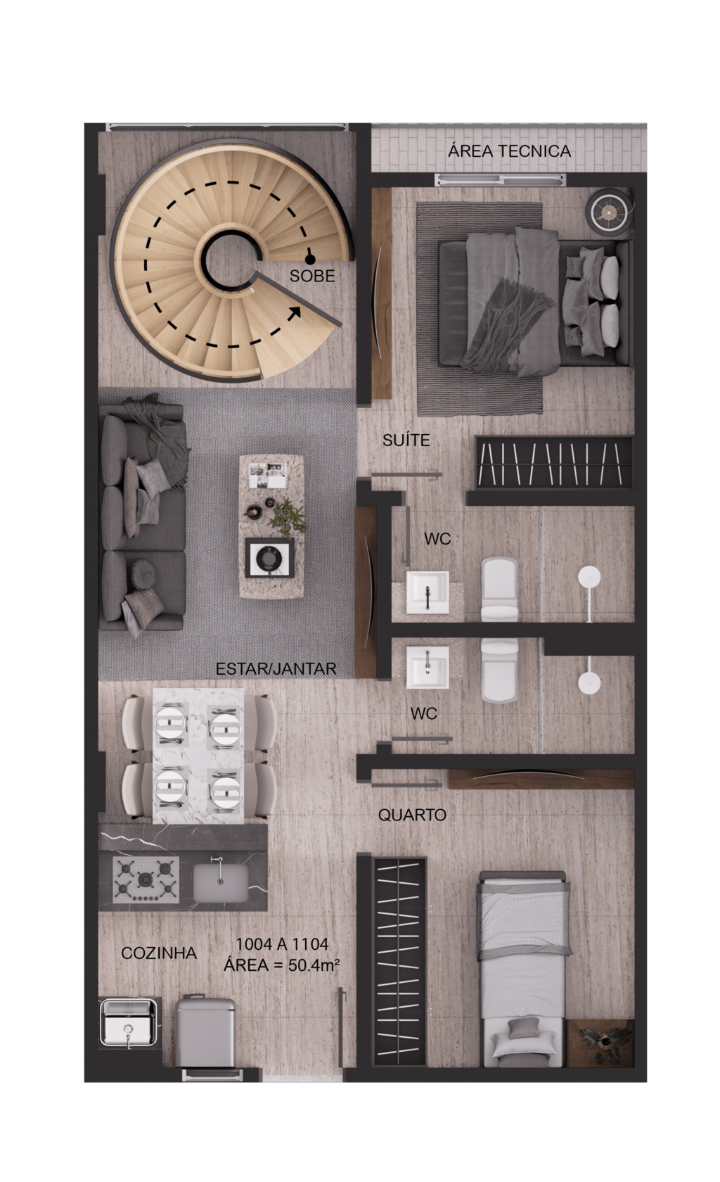 Planta 16 - 2 dorm 102,96m - duplex - inferior