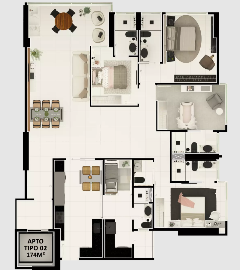 Planta 03 - 4 dorm 174m