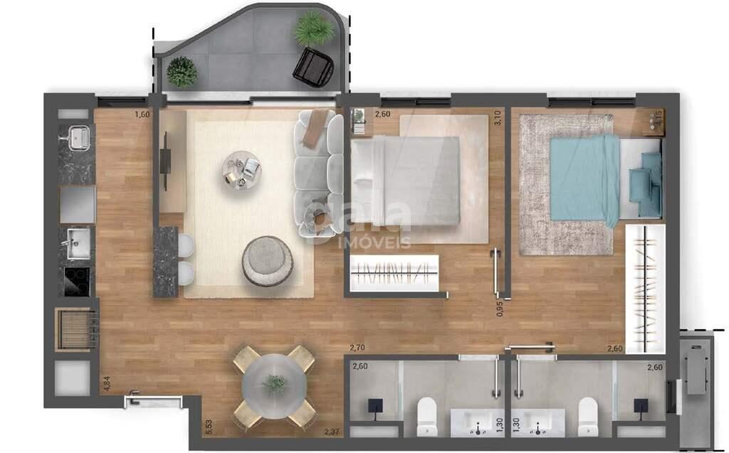 Planta 03 - 2 dorm 66,51m