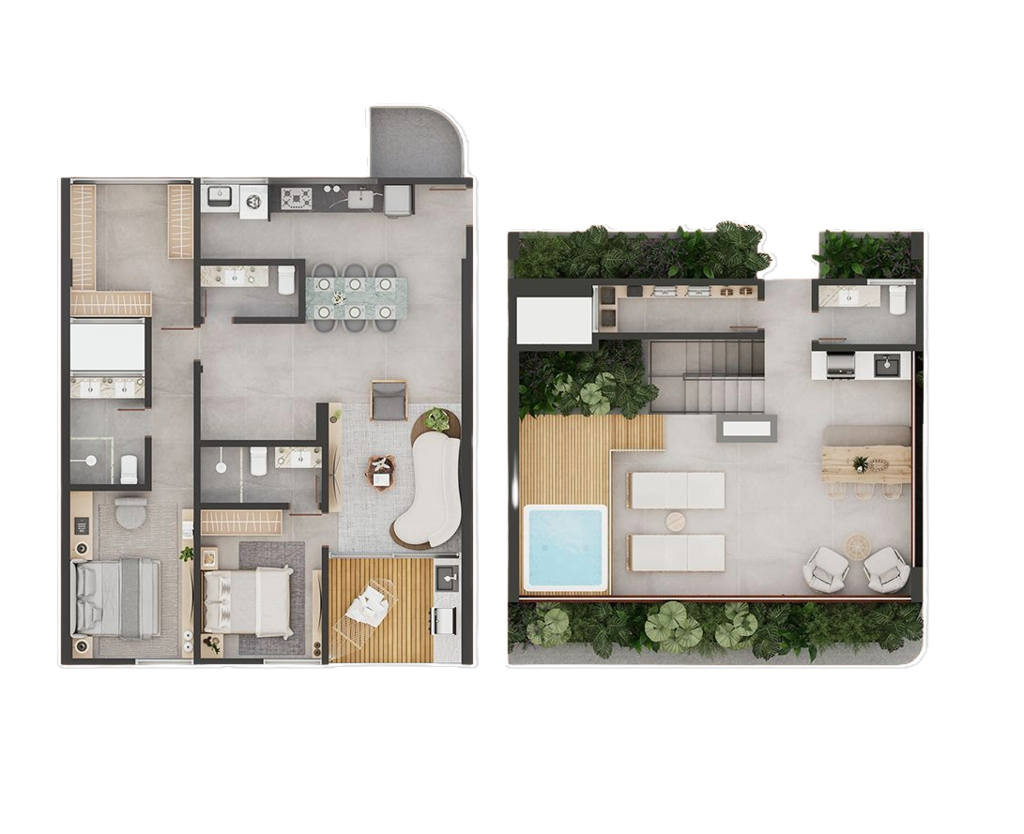 Planta 04 - 2 dorm 243,81m - cobertura duplex