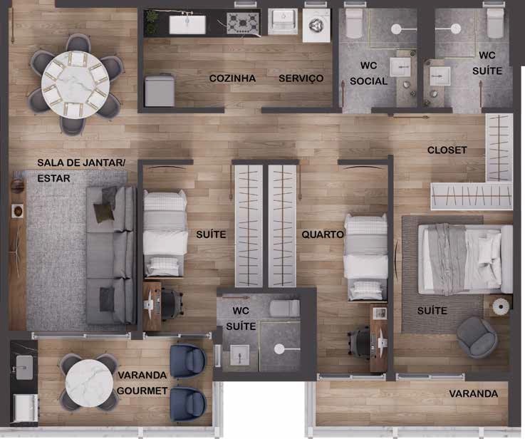 Planta 03 - 3 dorm 104,71m