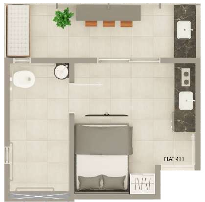 Planta 03 - 1 dorm 21,02m - studio