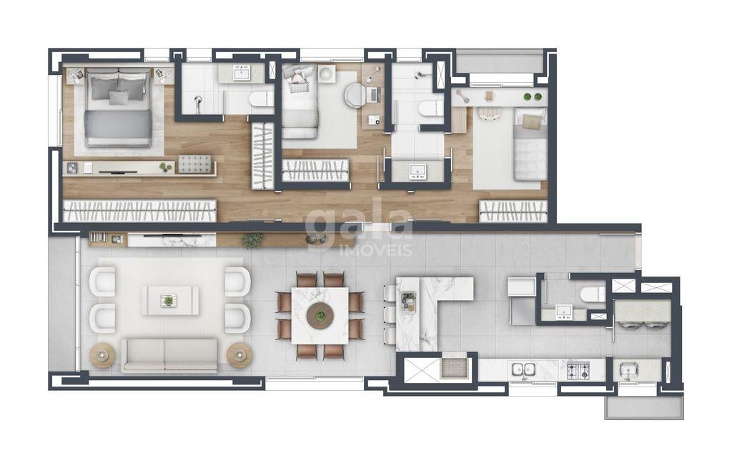 Planta 03 - 3 dorm 124m