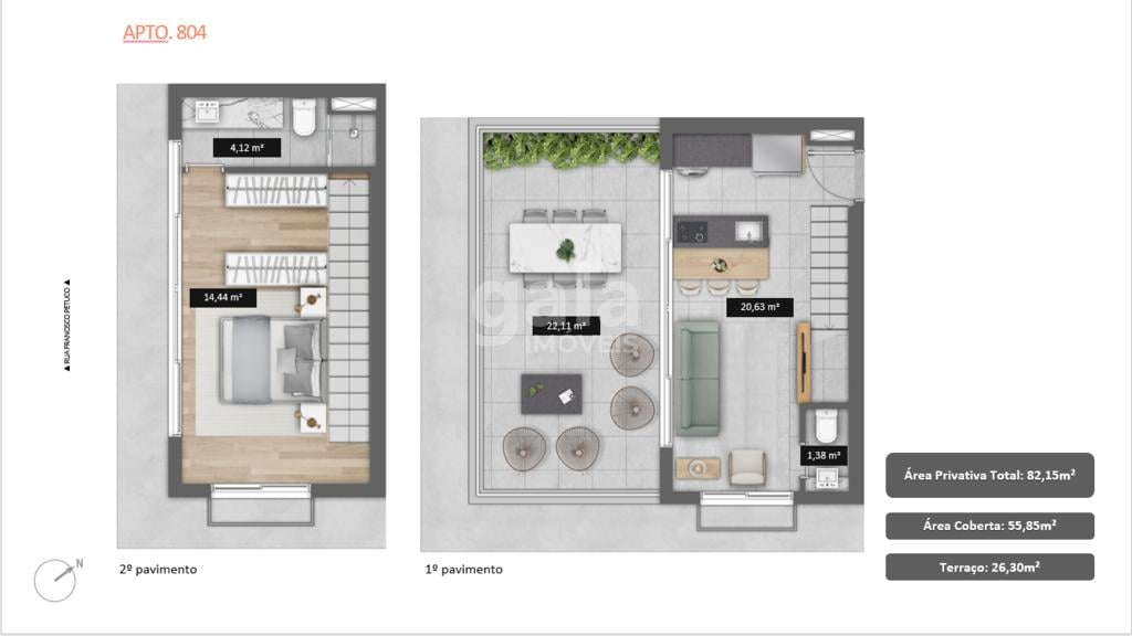 Planta 12 - 1 dorm 82 15m - duplex