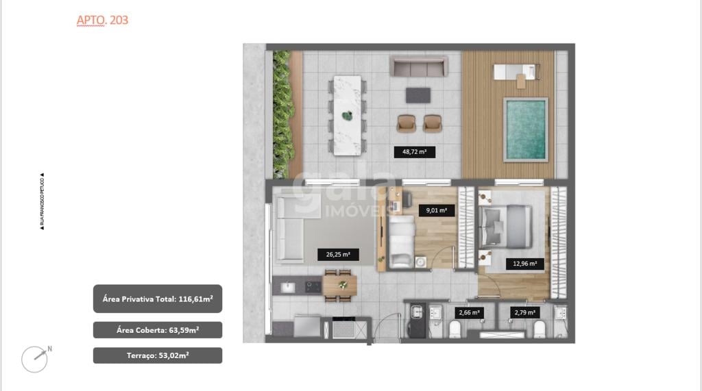 Planta 03 - 2 dorm 116 61m - garden