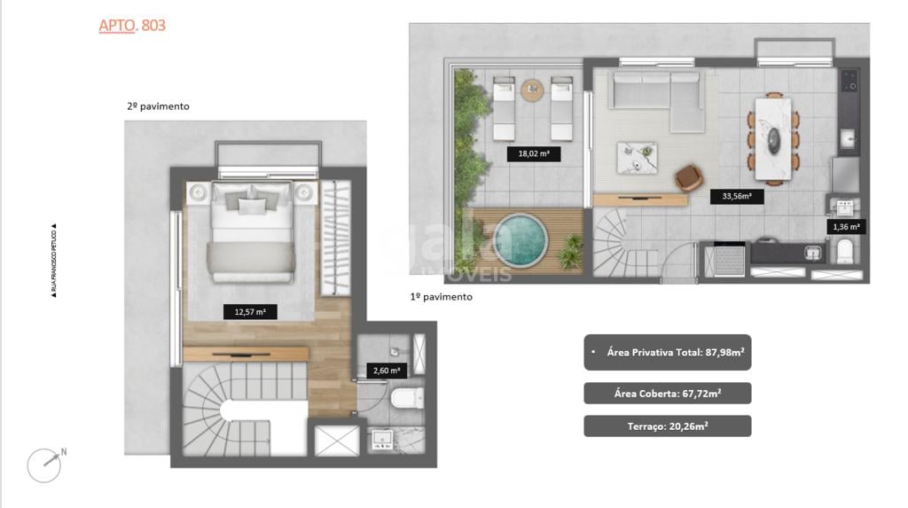 Planta 13 - 1 dorm 87 98m - duplex