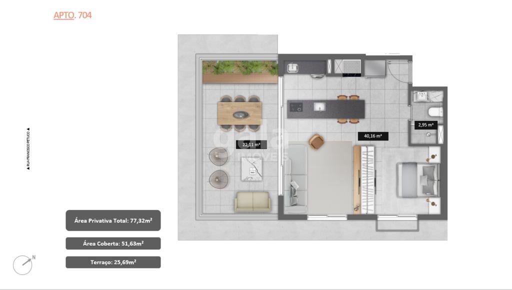 Planta 11 - 1 dorm 77 32m - studio