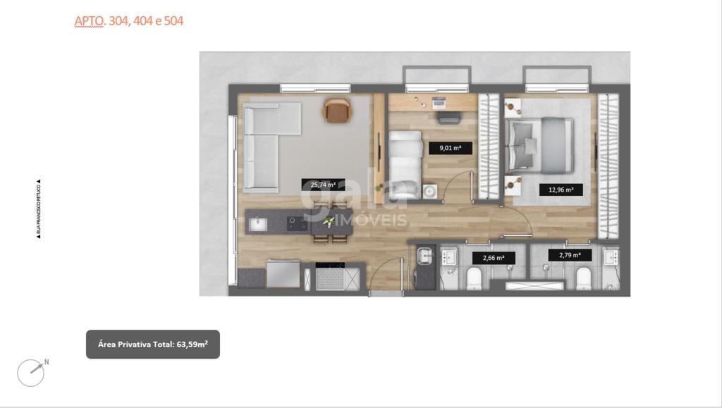 Planta 07 - 2 dorm 63 59m