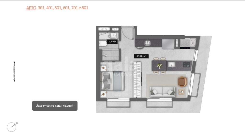 Planta 05 - 1 dorm 40 70m - studio