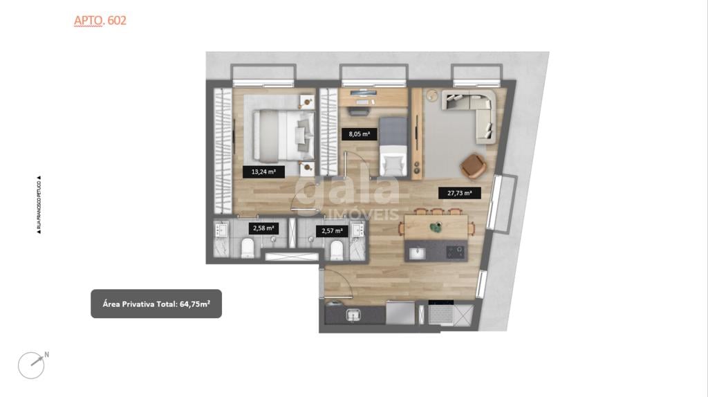 Planta 09 - 2 dorm 64 75m