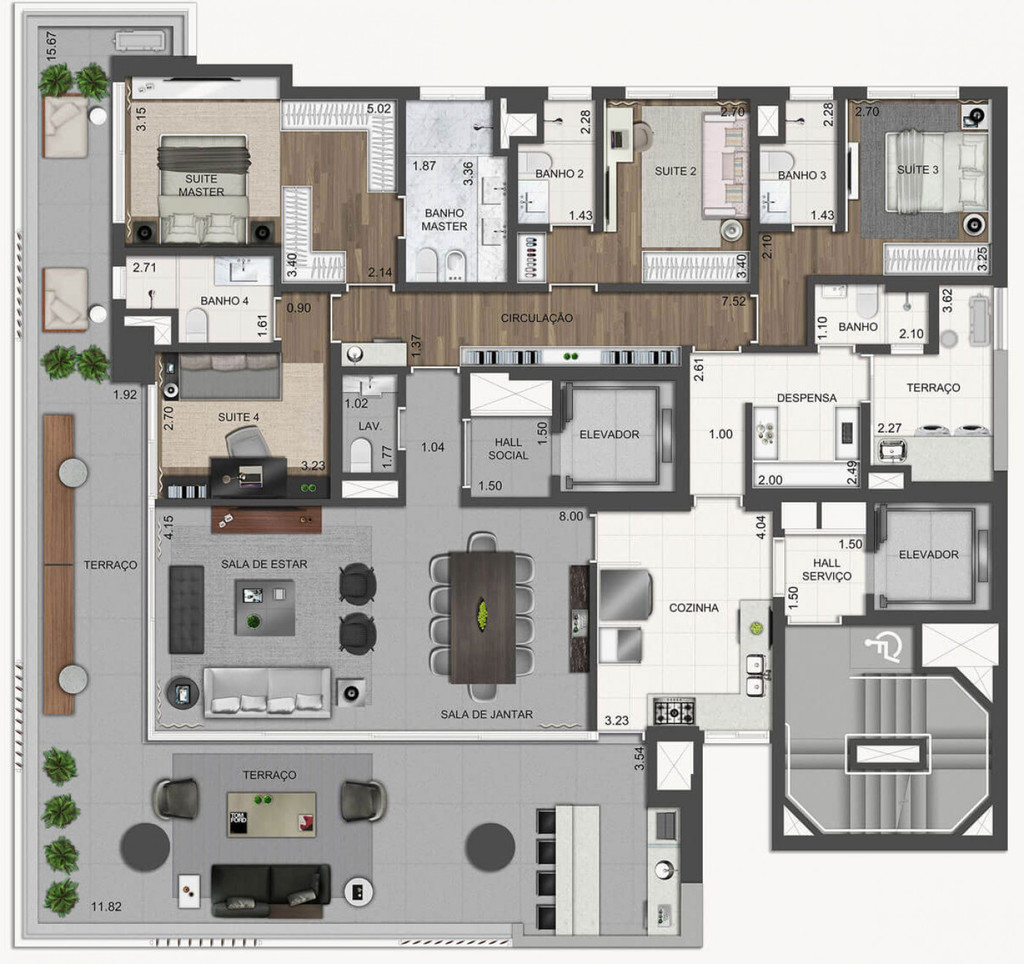 Planta 01 - 4 dorm 251m2