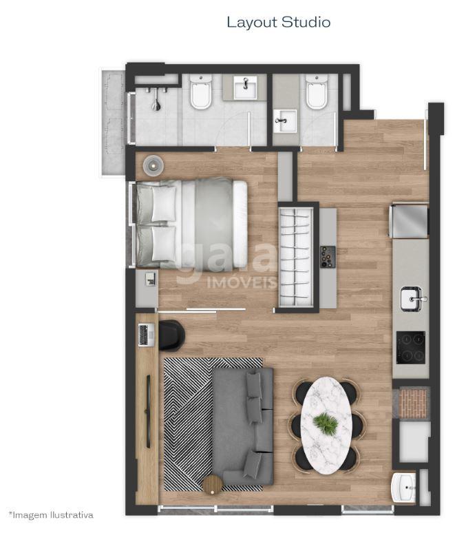 Planta 03 - 1 dorm 45m - studio