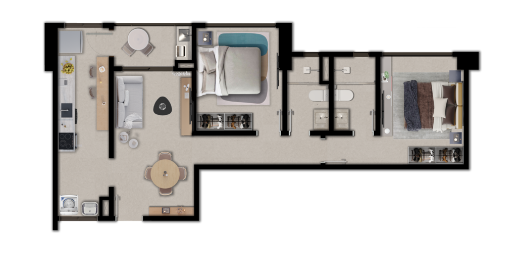 Planta 01 - 2 dorm 60,32m