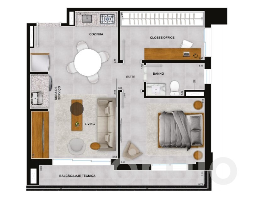 Planta 02 - 1 dorm 50,40m