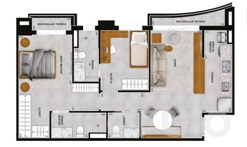 Planta 04 - 2 dorm 75,00m