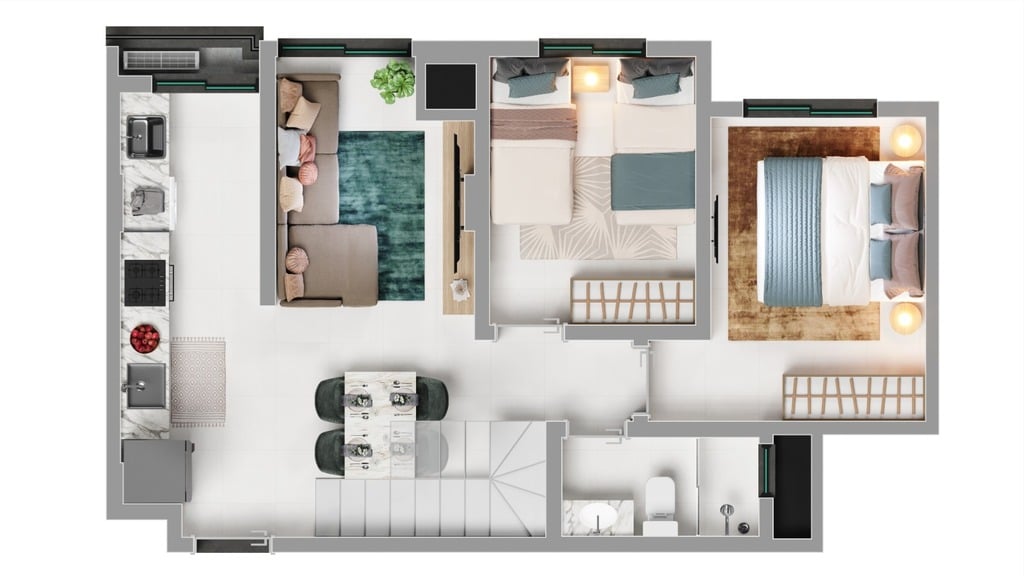 Planta 08 - 3 dorm 102m - cobertura duplex - superior