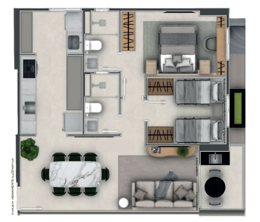 Planta 03 - 2 dorm 69,42m