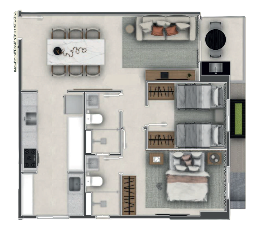 Planta 02 - 2 dorm 68,42m