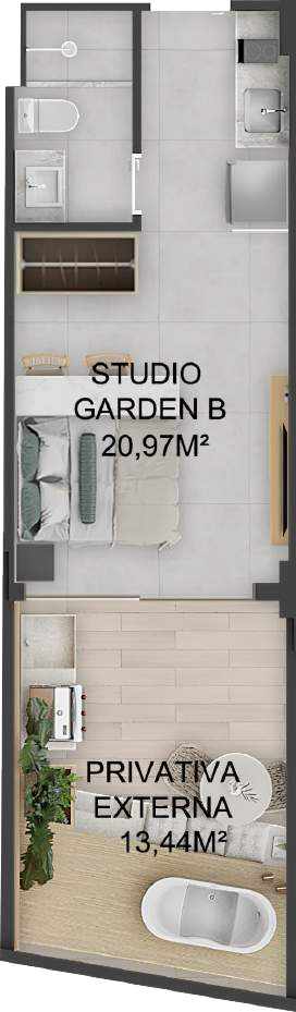 Planta 02 - 1 dorm 34,41m - garden