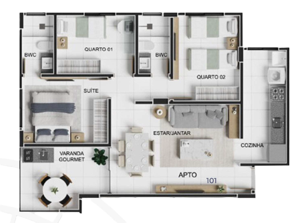 Planta 05 - 3 dorm 72,49m