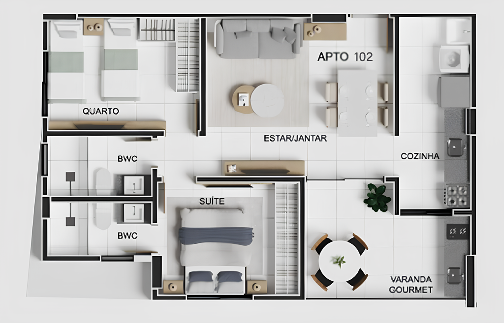 Planta 03 - 2 dorm 62,03m