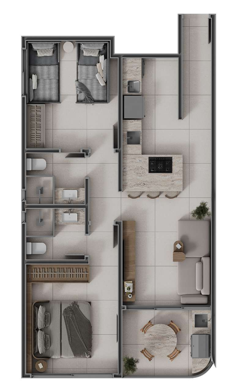 Planta 01 - 2 dorm 66m