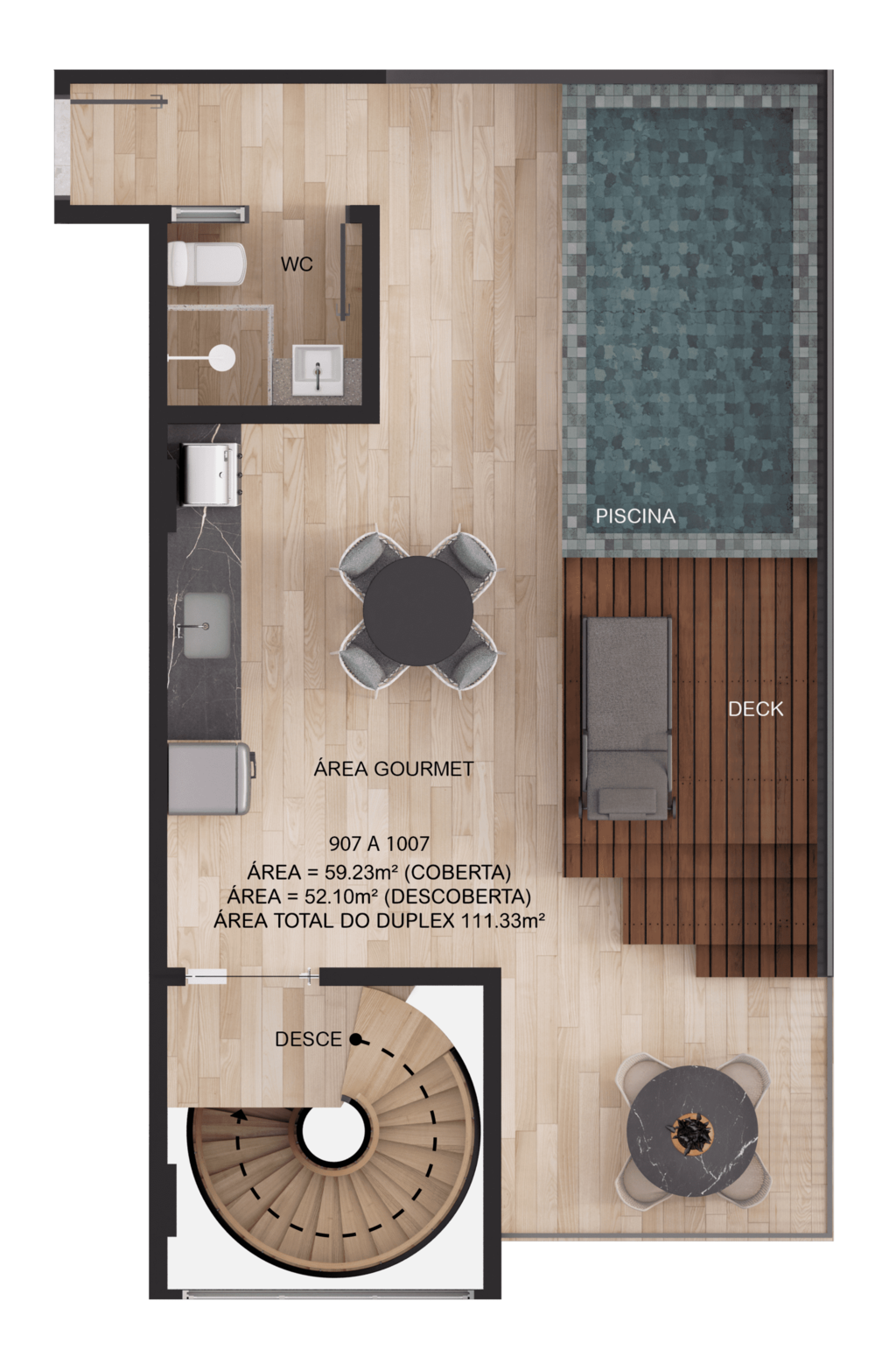 Planta 21 - 2 dorm 111,33m - duplex - superior