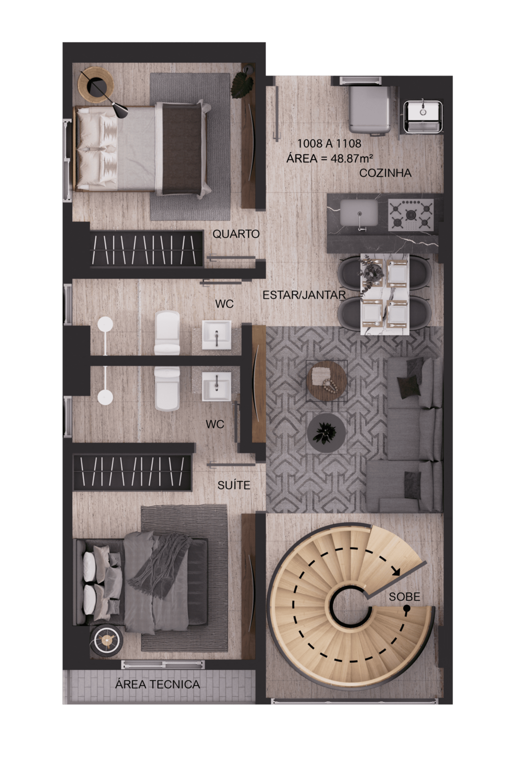 Planta 18 - 2 dorm 103,08m - duplex - inferior