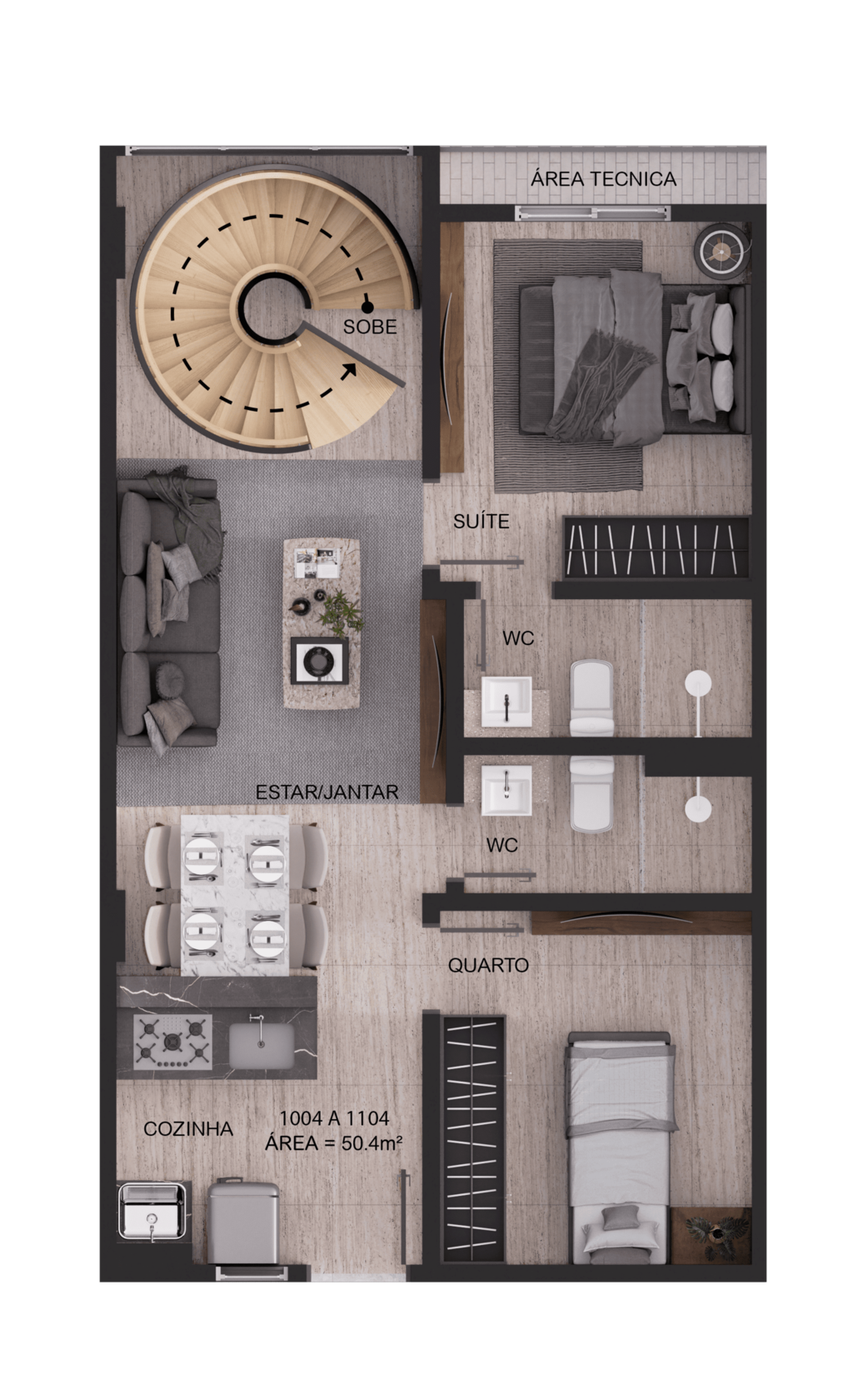 Planta 16 - 2 dorm 102,96m - duplex - inferior