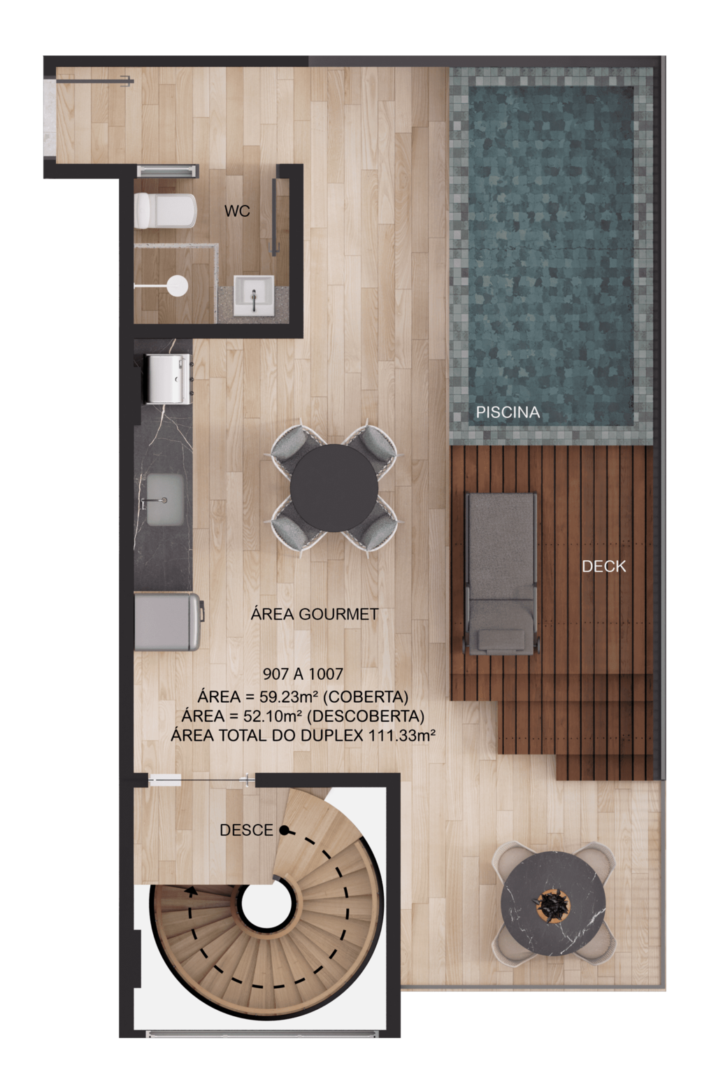 Planta 21 - 2 dorm 111,33m - duplex - superior