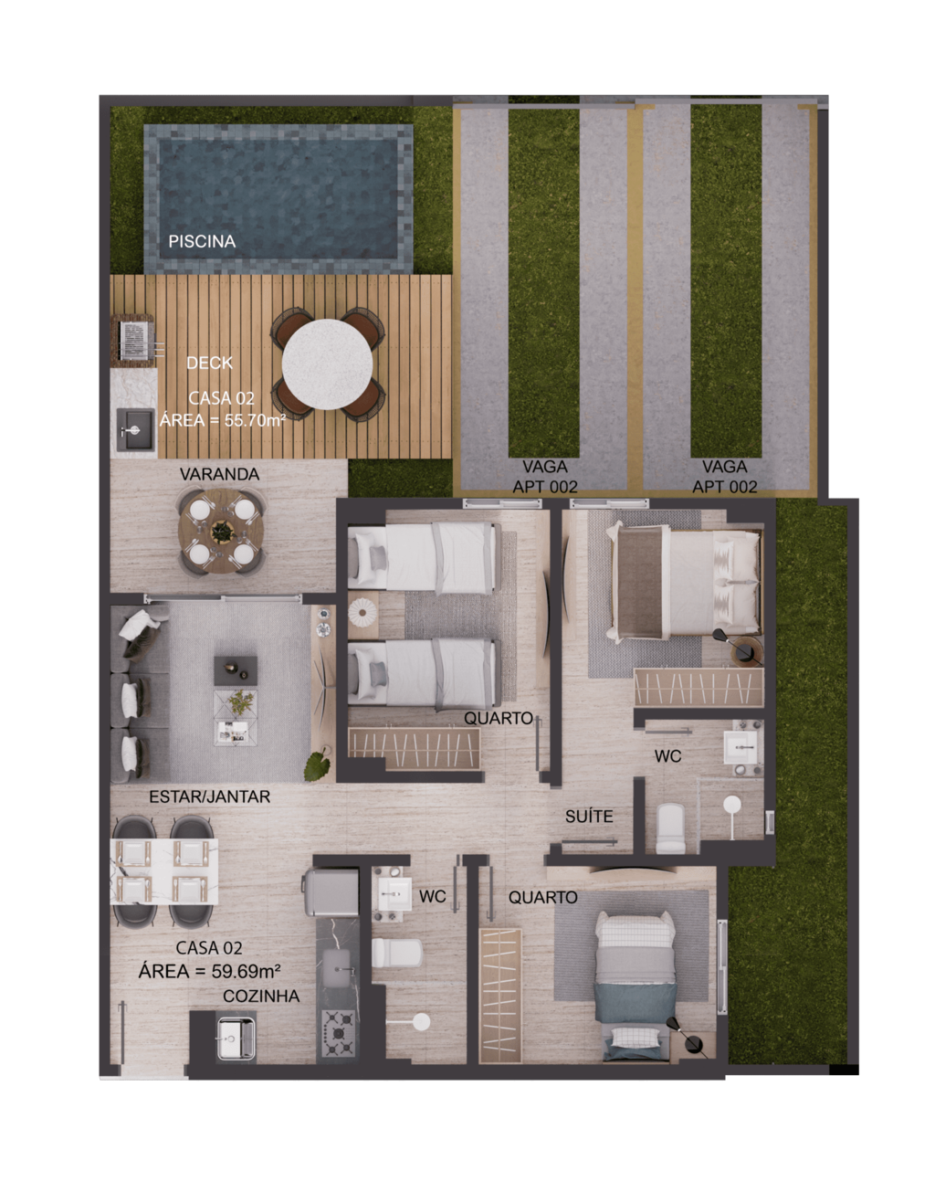 Planta 24 - 3 dorm 115,39m - garden